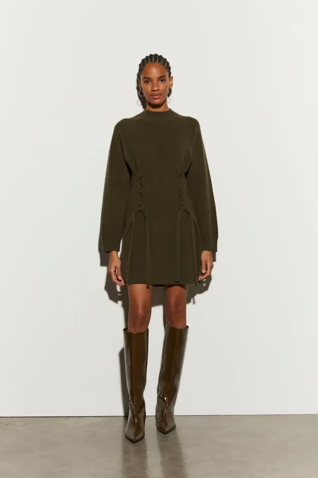Isabelle Blanche rochie scurta tricotata verde lana