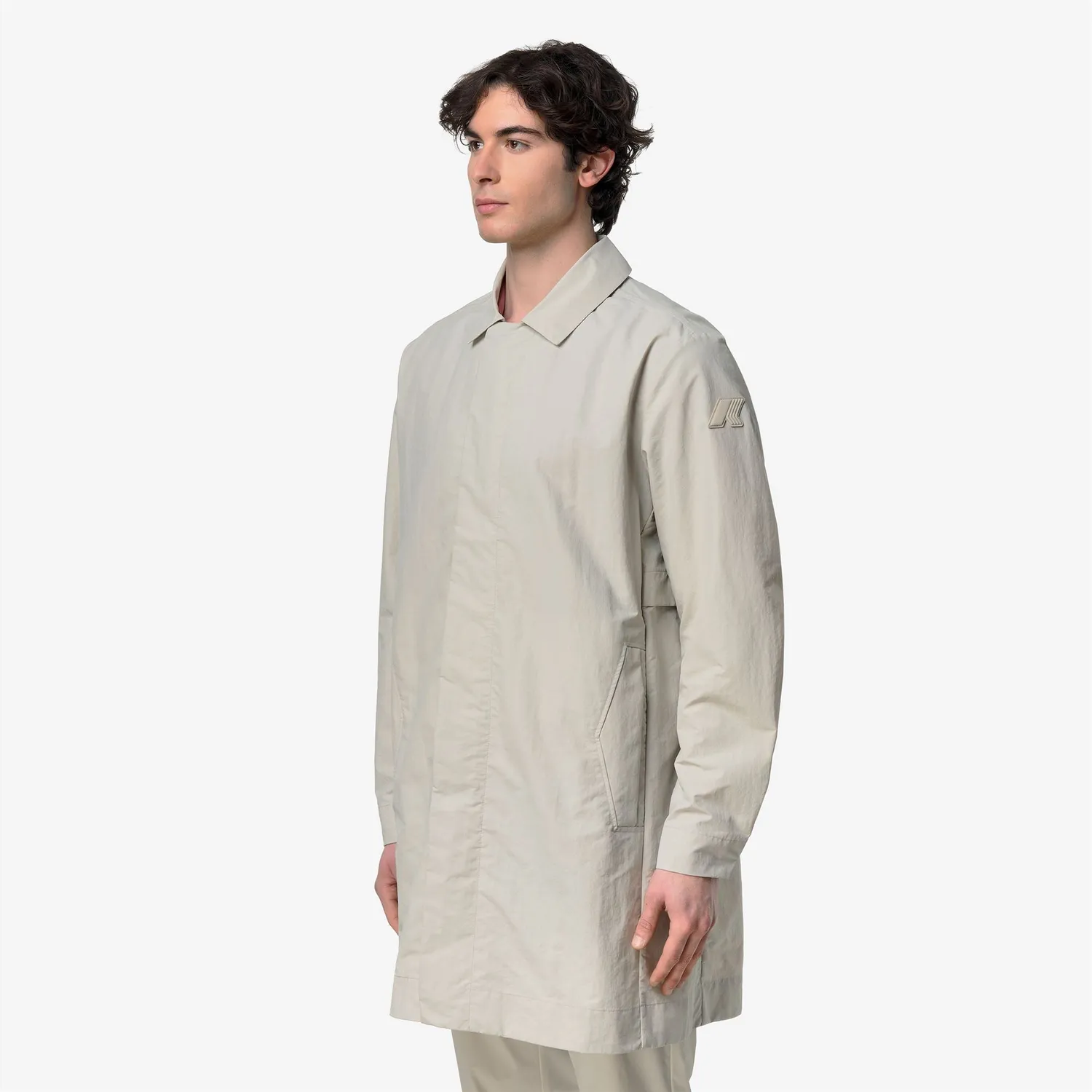 K-Way Poirol Cotton Blend palton bej 3/4 bumbac