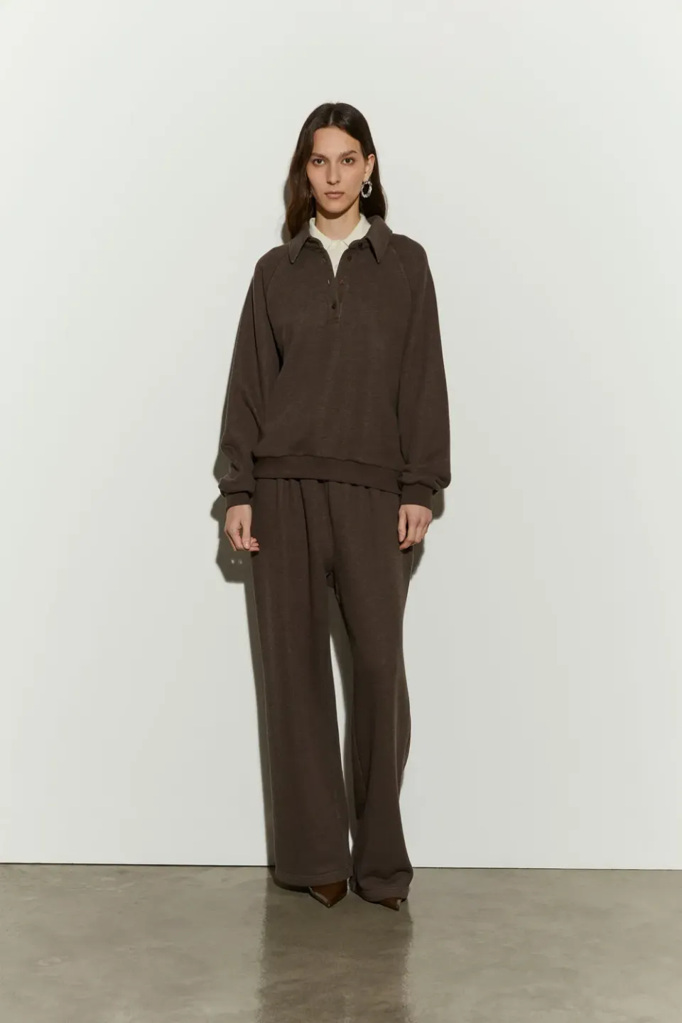 Isabelle Blanche cămașă polo fleece dark earth M