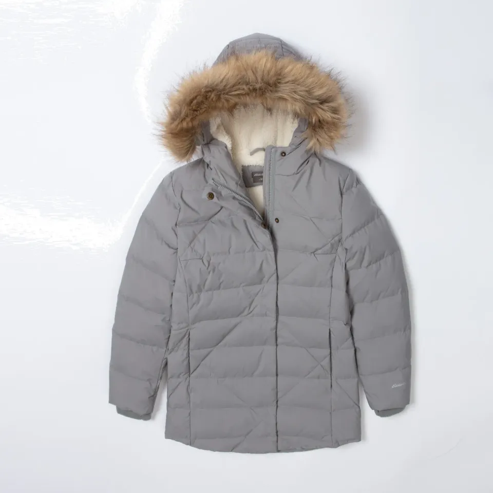 Eddie Bauer Sun Valley Frost Down parka fete gri cu puf