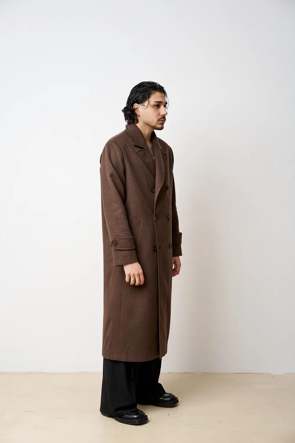 Mareus 529 palton lână bărbați lung maro Espresso Brown