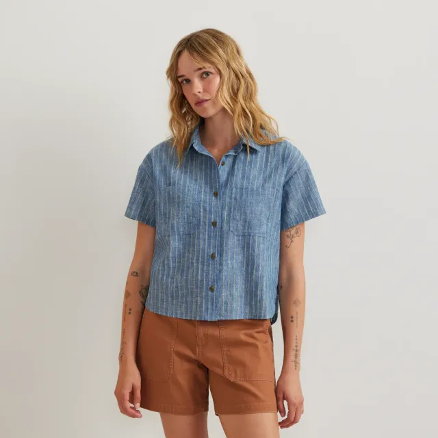 Eddie Bauer Destination Utility camasa dama Indigo cu dungi