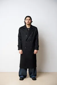 Mareus palton barbati negru mat 530 lana lunga