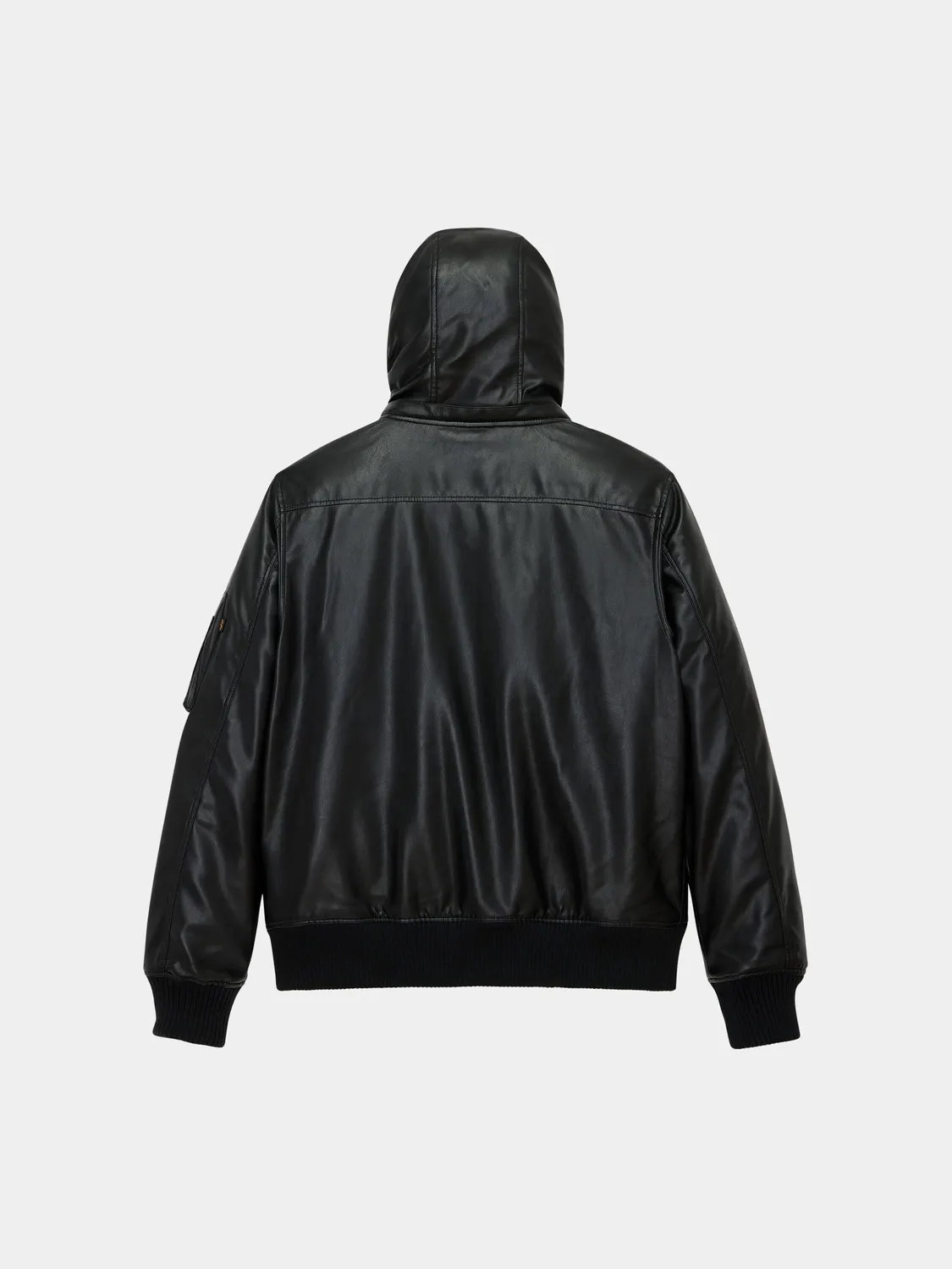 Alpha Industries geaca bomber neagra piele ecologica cu gluga