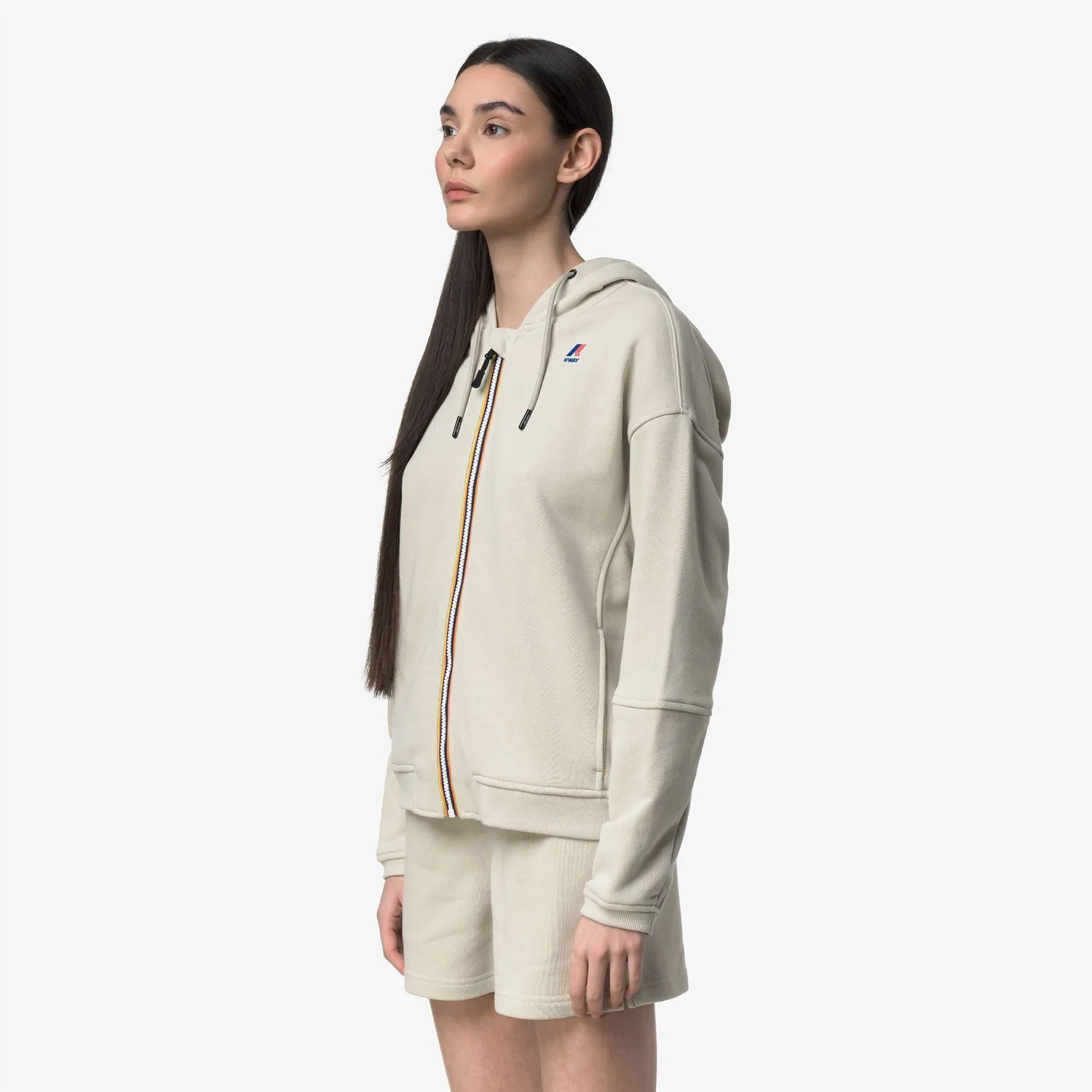 K-Way Lara Poly Cotton hanorac bej cu fermoar