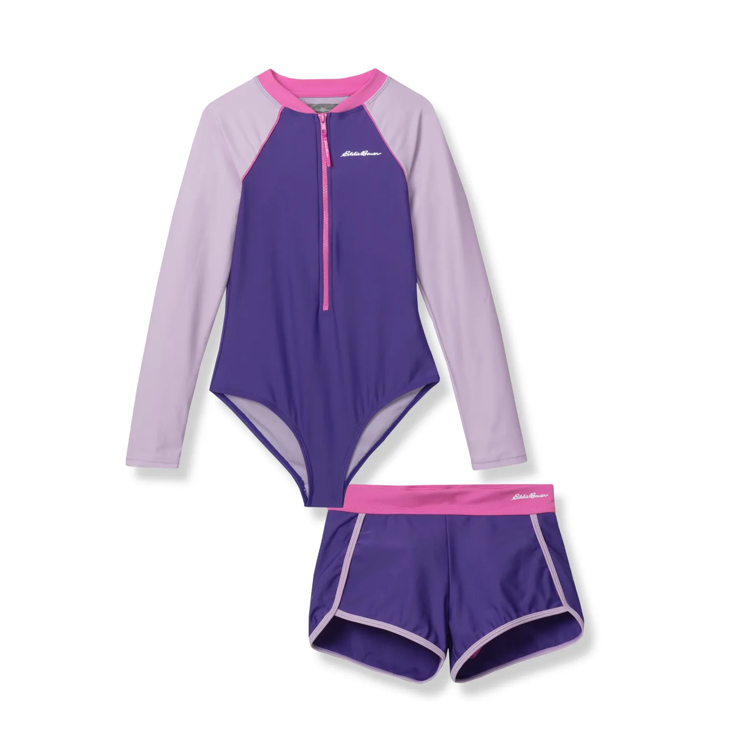 Eddie Bauer Sea Spray costum baie fete Aquamarine maneca lunga