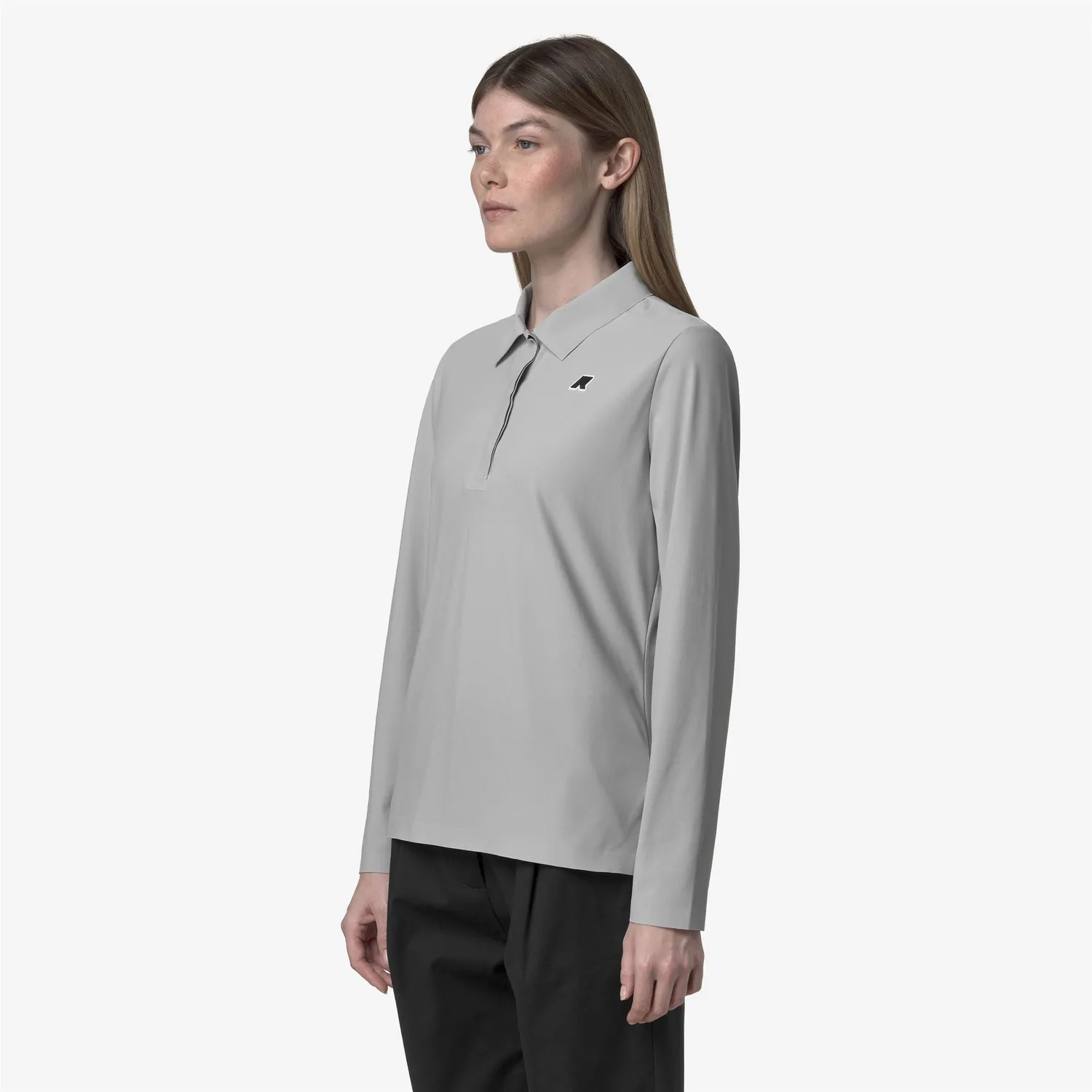 K-Way Flier Golf polo dama gri maneca lunga stretch