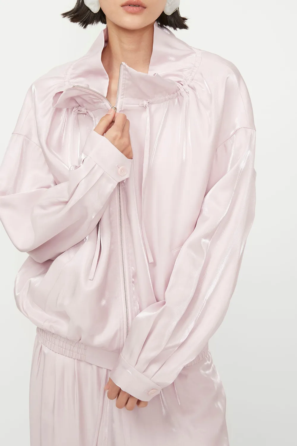 Isabelle Blanche Jacket geaca roz bomber satinata