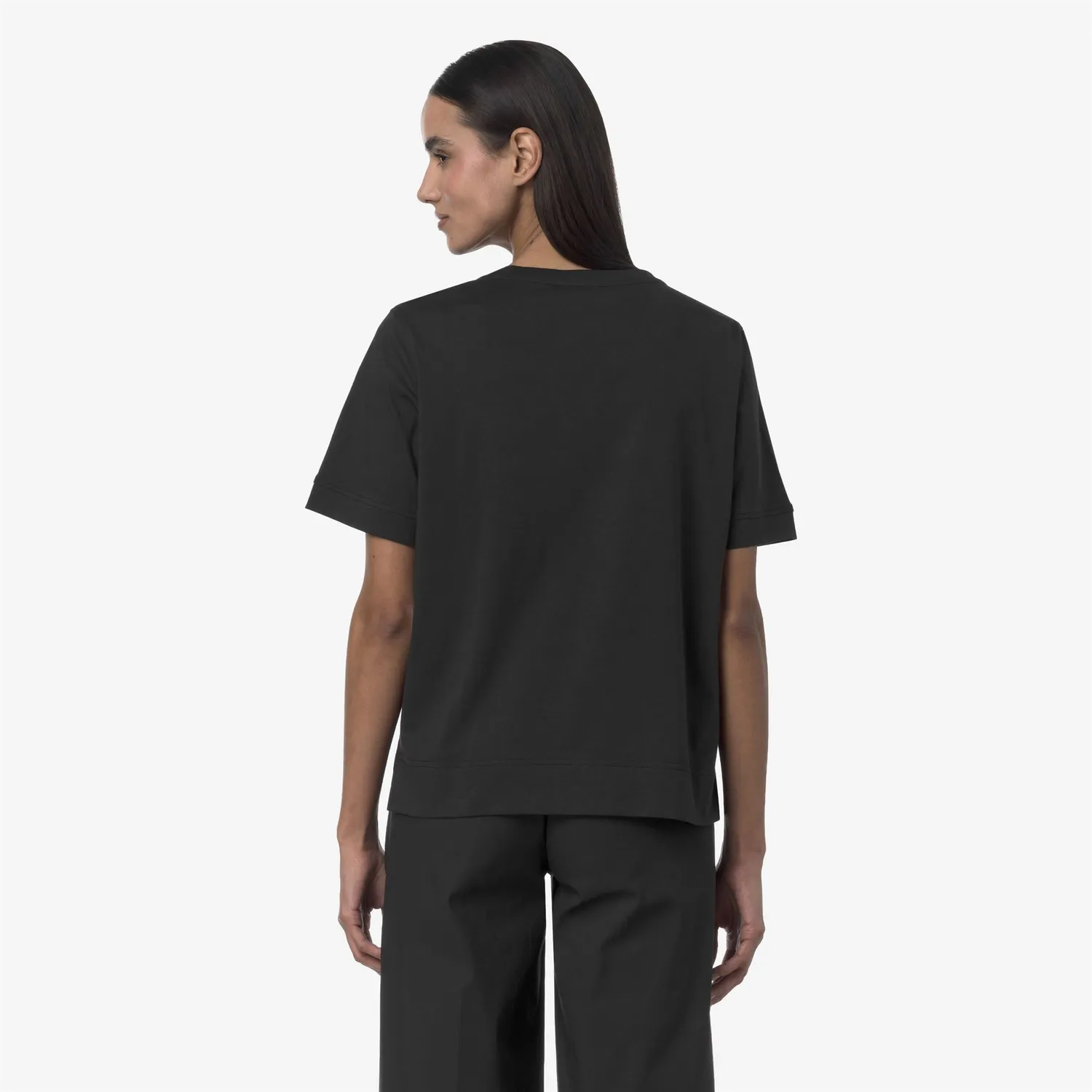 K-Way Leda tricou negru dama bumbac cu decolteu V