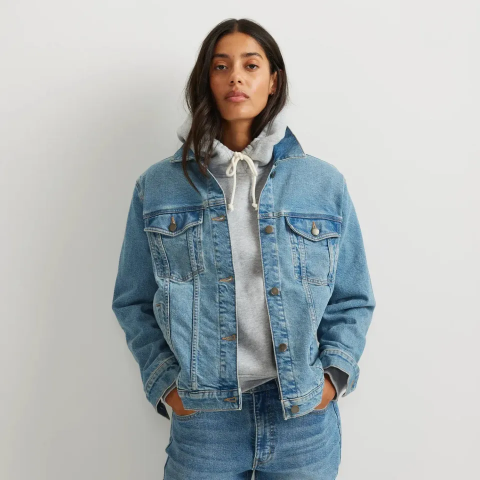 Eddie Bauer Authentic geaca denim dama alba elastica