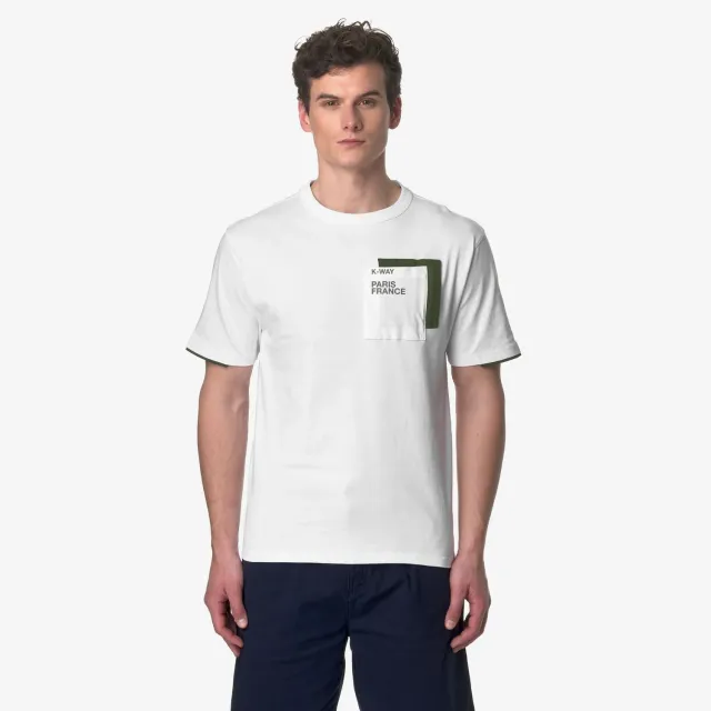 K-Way Fantome Contrast Pockets tricou barbati alb-verde