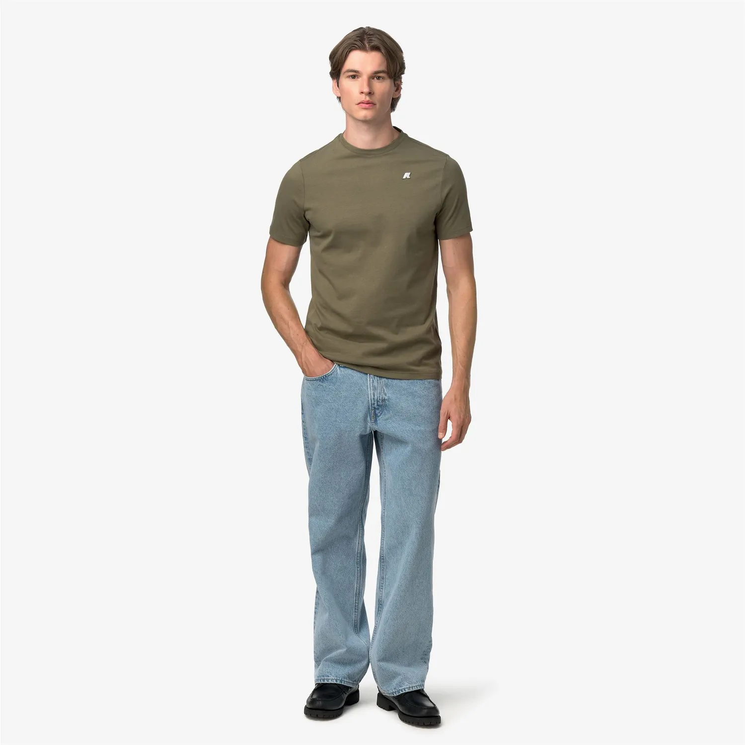 K-Way Odom tricou bărbați verde bumbac slim