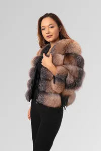 Mareus Haină blană vulpe 259 Brown Frost transformabilă