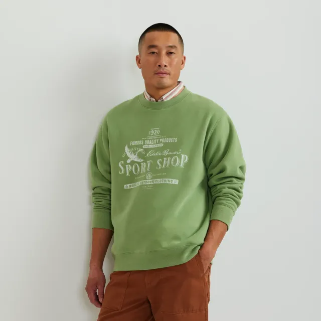 Eddie Bauer Vintage Soft Sport Shop Crew hanorac verde Grove moale