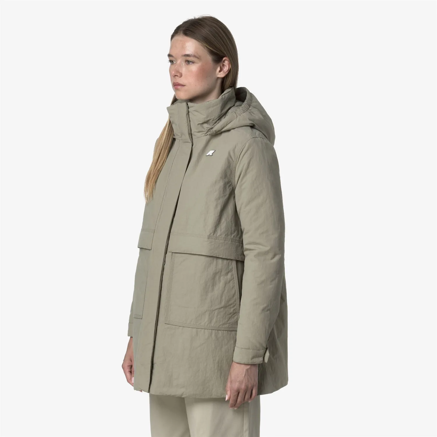 K-Way Kalima Warm Cotton Nylon Palton Verde Călduros