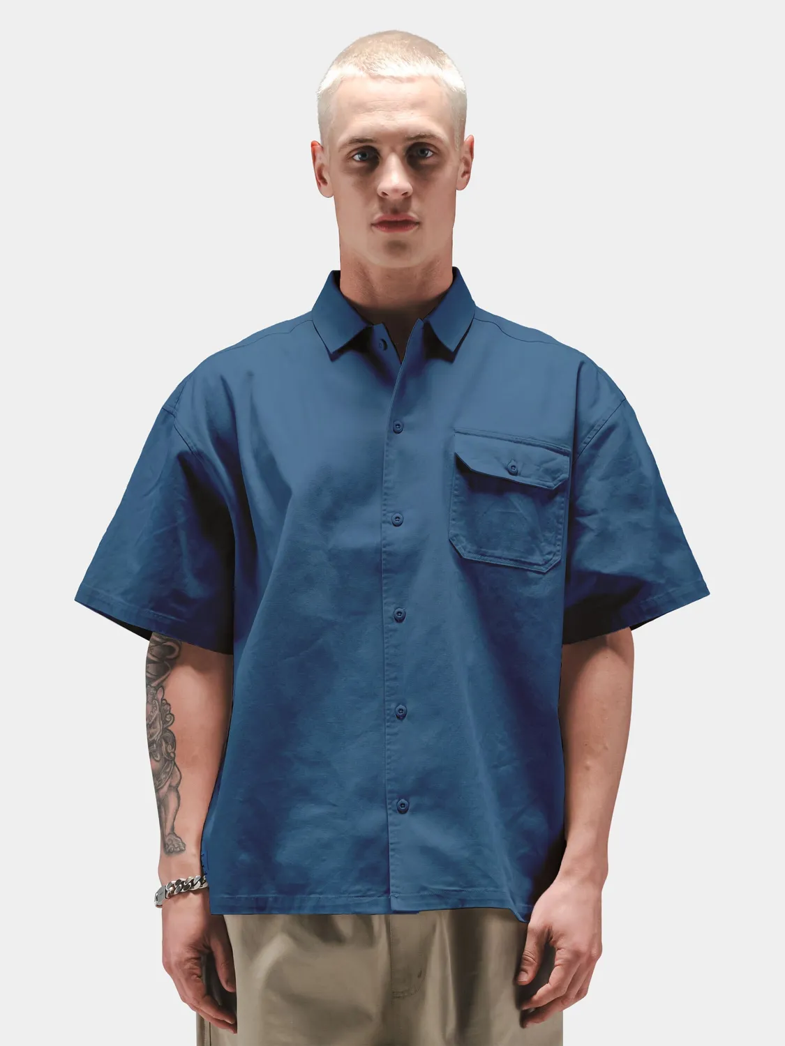 Alpha Industries Relaxed camasa barbati bumbac albastra