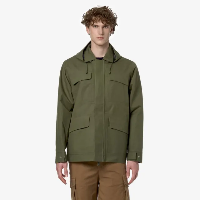 K-Way Erhal Linen Blend geaca barbati Green Cypress impermeabila