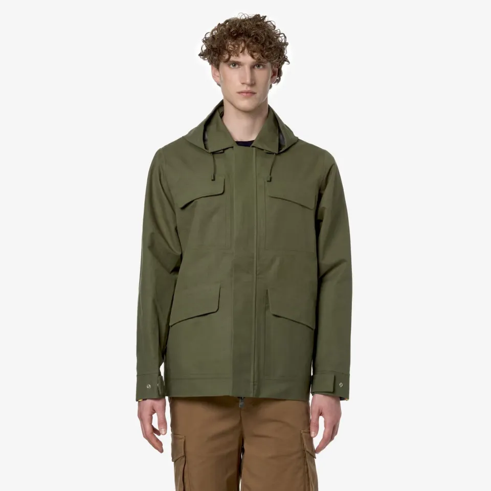 K-Way Erhal Linen Blend geaca barbati Green Cypress impermeabila