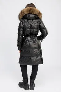 Mareus Obsidian Black 457 geacă parka damă blană raton