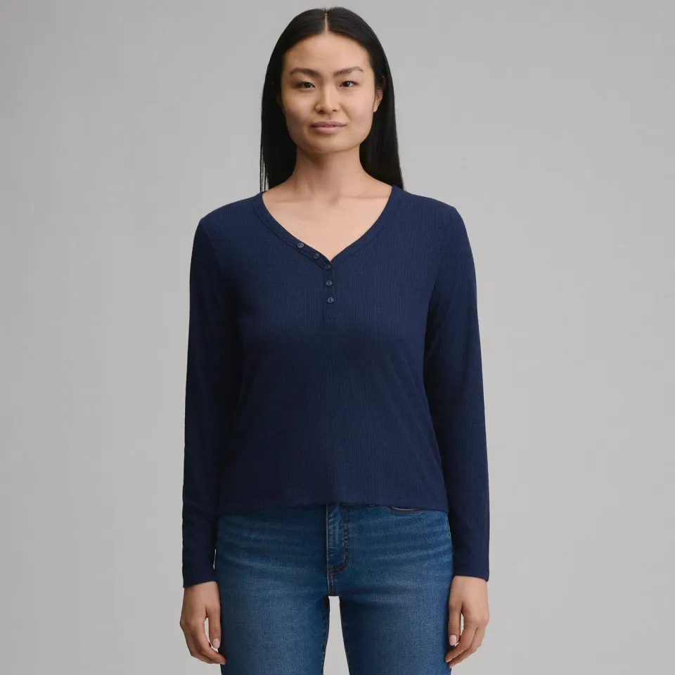 Eddie Bauer Multi Button Henley bluză gri deschis