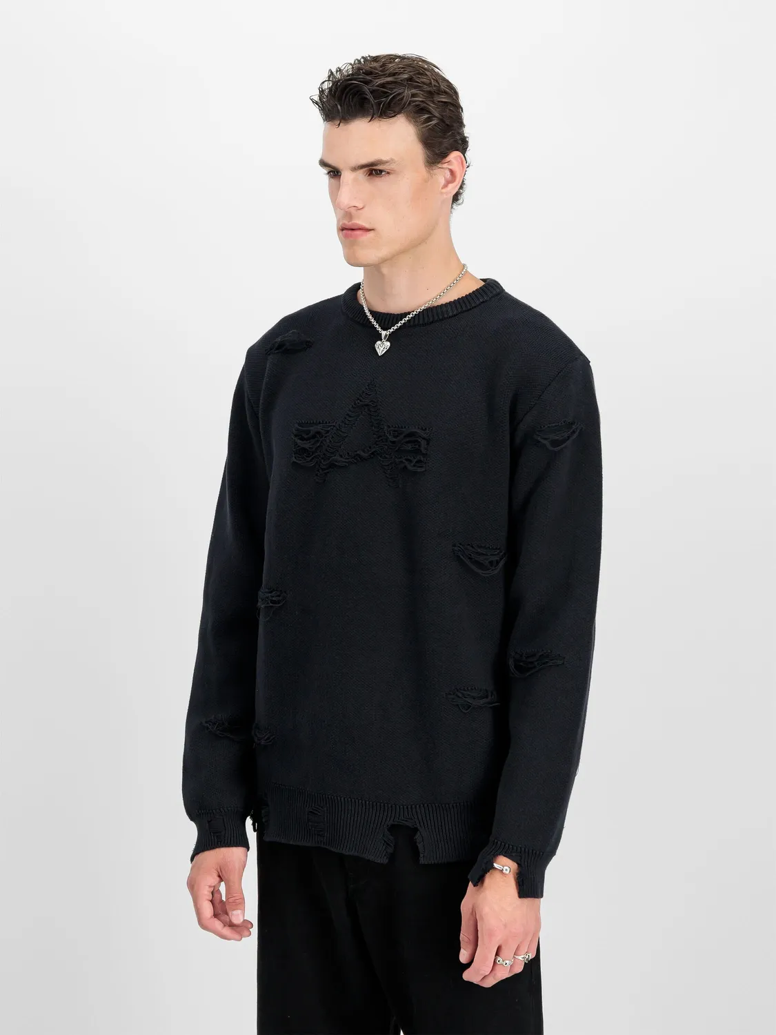 Alpha Industries Distressed Logo hanorac negru bumbac