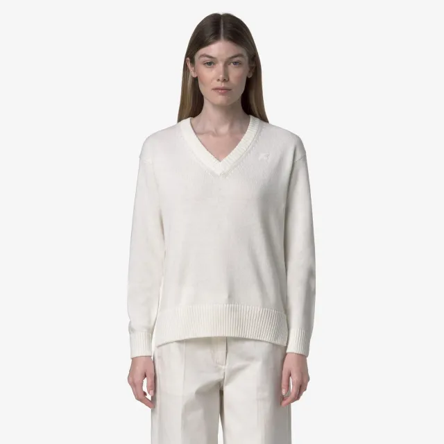 K-Way Adine Cotton Cashmere pulover damă alb cu cașmir