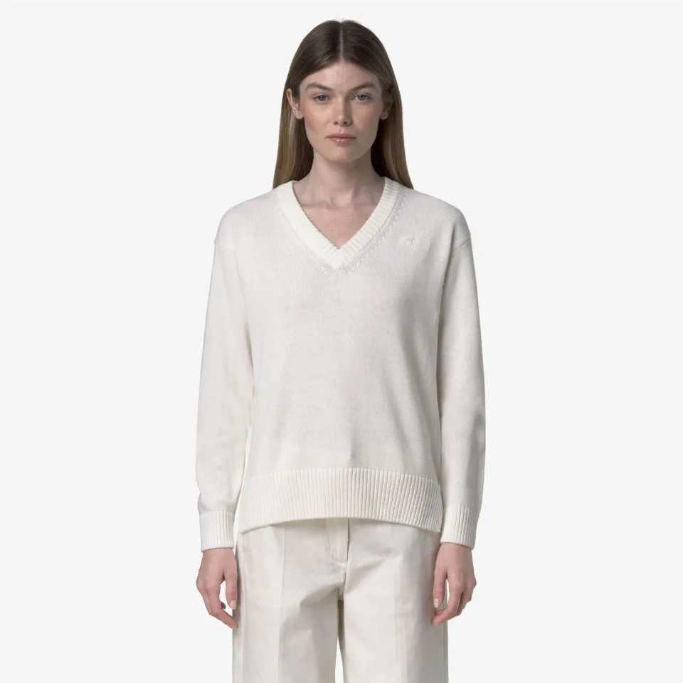 K-Way Adine Cotton Cashmere pulover damă alb cu cașmir