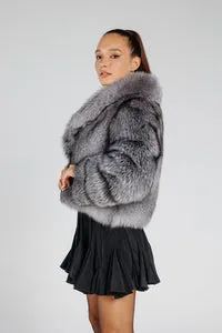 Mareus Silver Frost 381 haină blană vulpe argintie scurtă