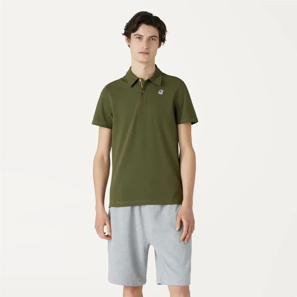K-Way Gregoire Tape polo bărbați verde militar bumbac