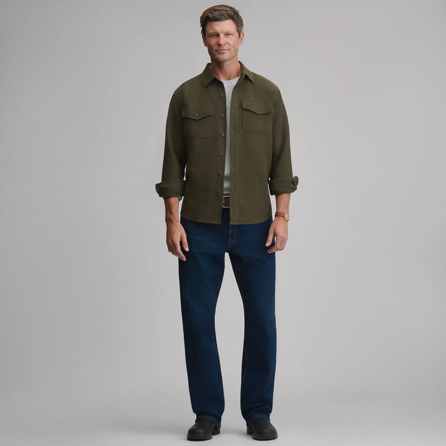 Eddie Bauer Chamois cămașă Deep Olive flanel groasă