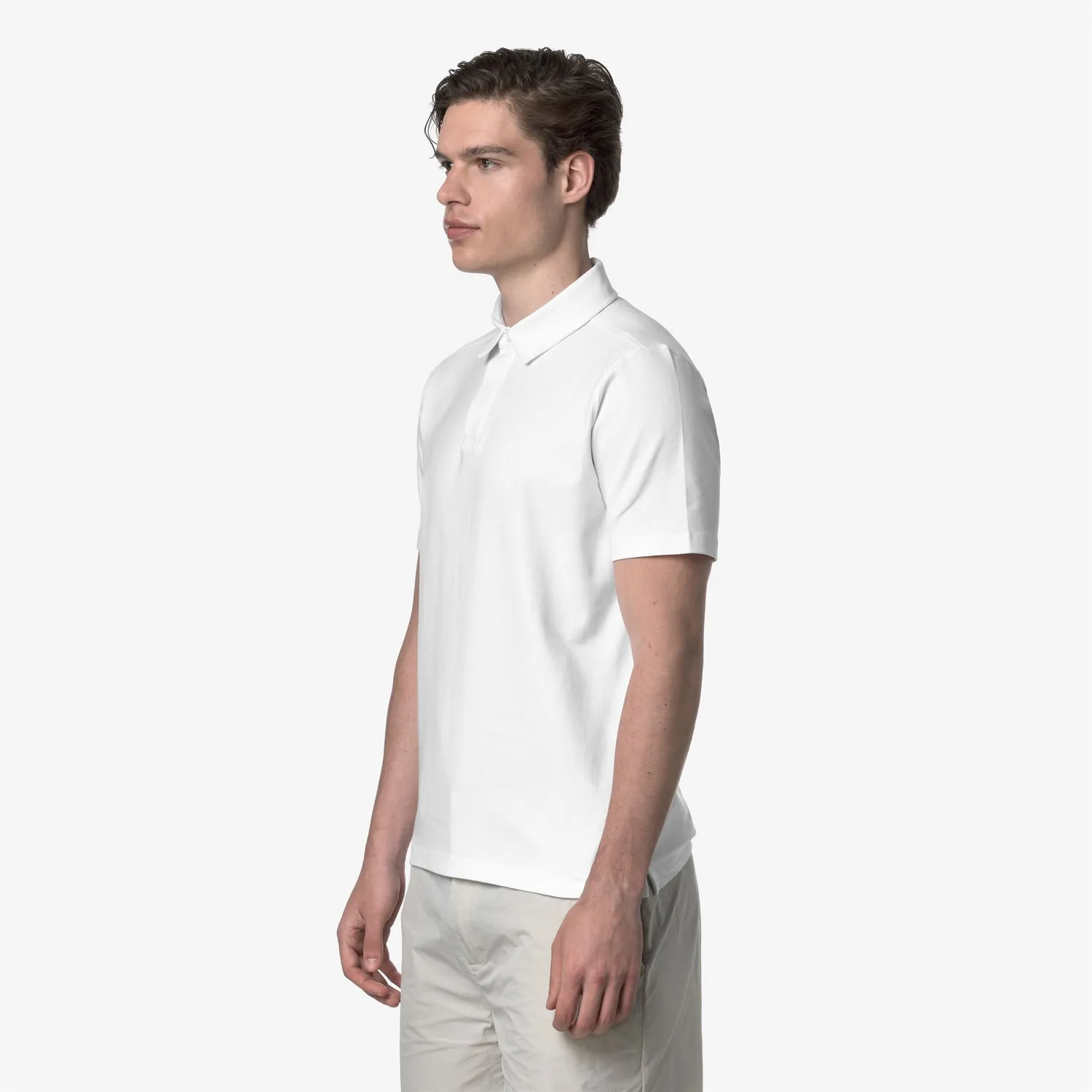 K-Way Vincelle polo barbati alb din bumbac stretch