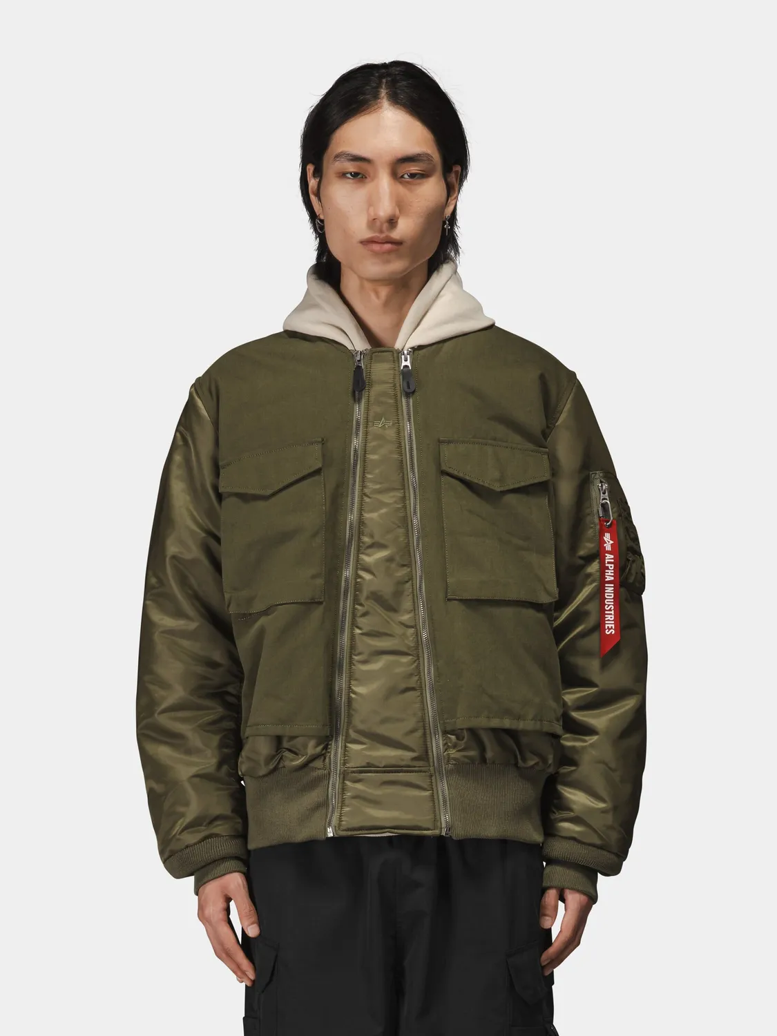 Alpha Industries MA-1 Mixed Cotton geaca bomber rosu cedar calduroasa