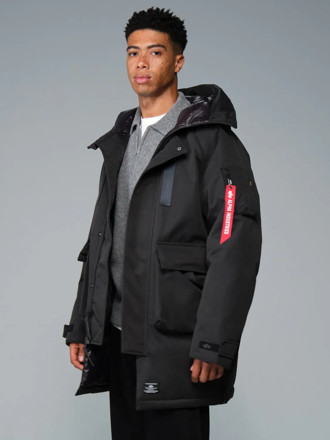 Alpha Industries Sergeant Long palton negru puf