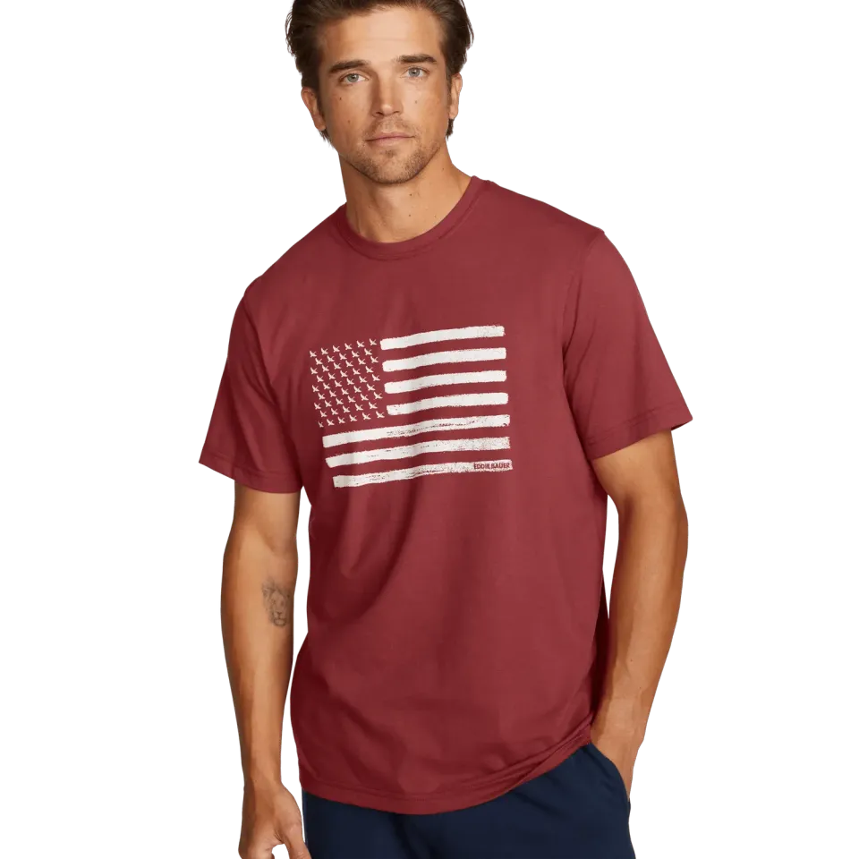 Eddie Bauer Goose Flag tricou grafic Dk Ruby bumbac