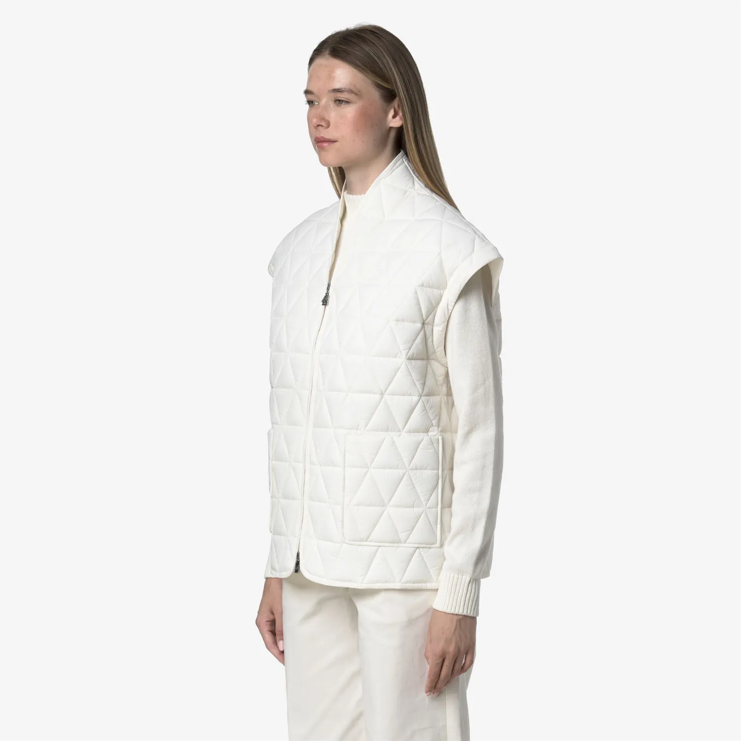 K-Way Saloire Diamond Quilted vesta dama alb matlasata