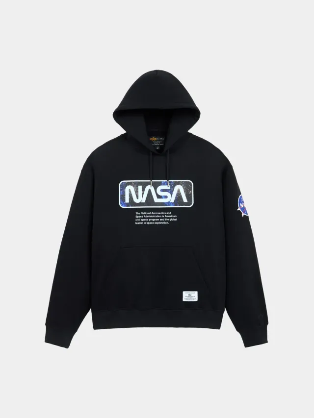 Alpha Industries NASA Galaxy Essential hanorac negru bumbac