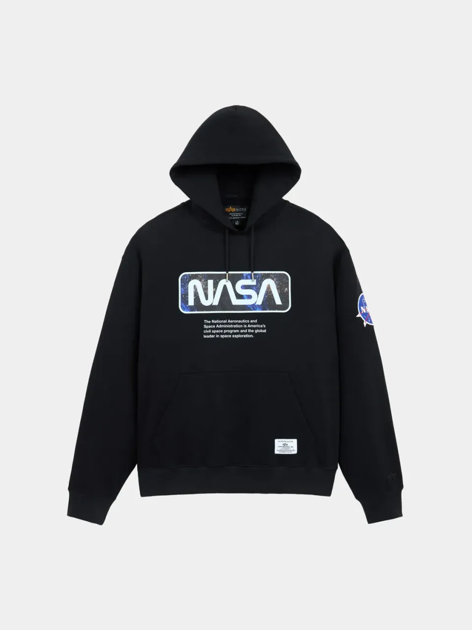 Alpha Industries NASA Galaxy Essential hanorac negru bumbac