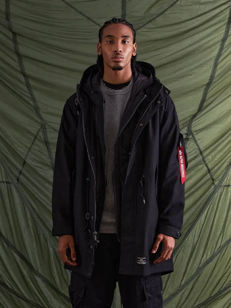 Alpha Industries M-59 Fishtail parka neagra calduroasa
