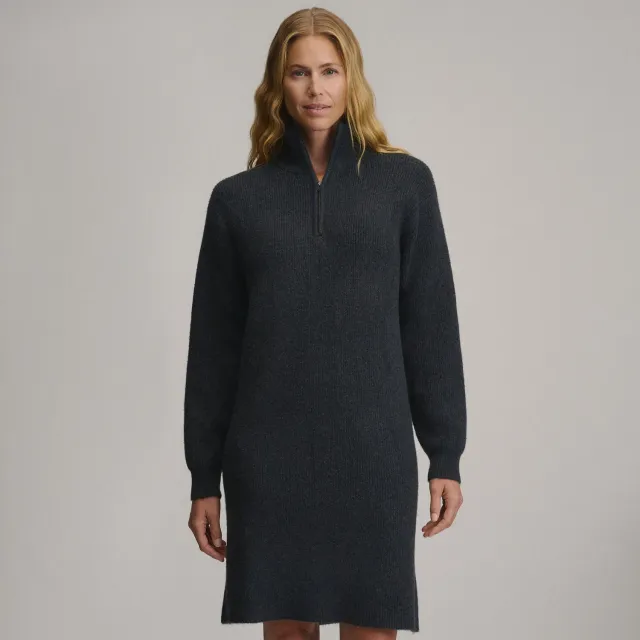 Eddie Bauer Ribbed Zip Mock rochie tricot gri calduroasa