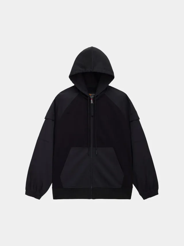 Alpha Industries M-65 hanorac negru cu fermoar bumbac