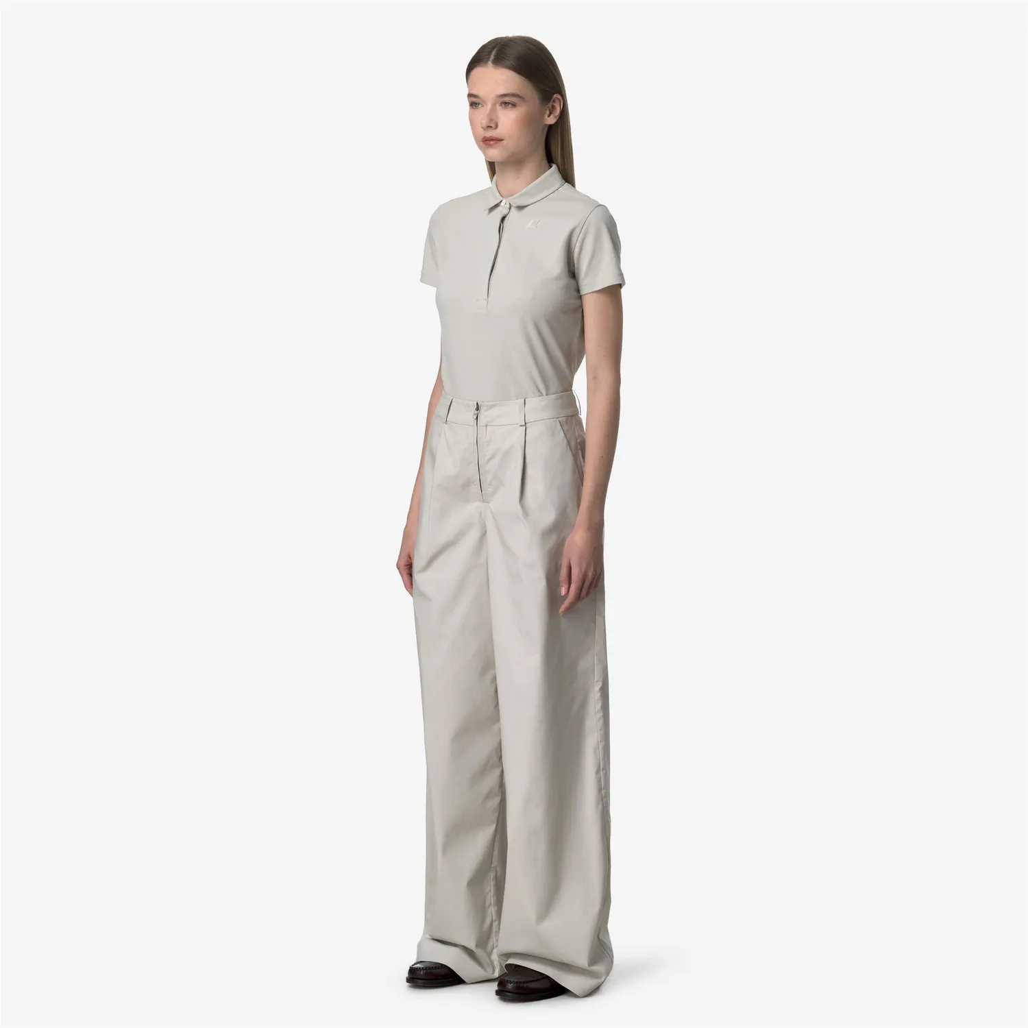 K-Way Pigalle Soft Denim pantaloni dama bej palazzo