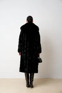 Mareus 596 haină blană vizon neagră Jet Black cu vulpe