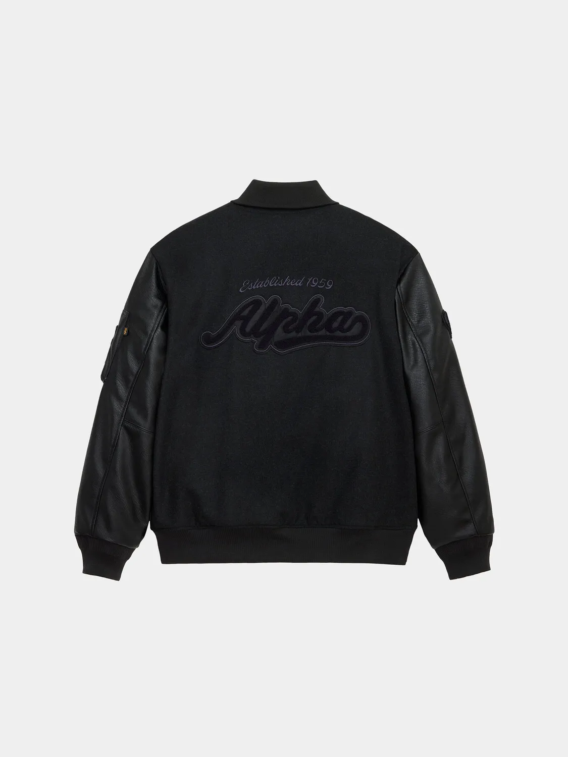 Alpha Industries Letterman geaca neagra lana