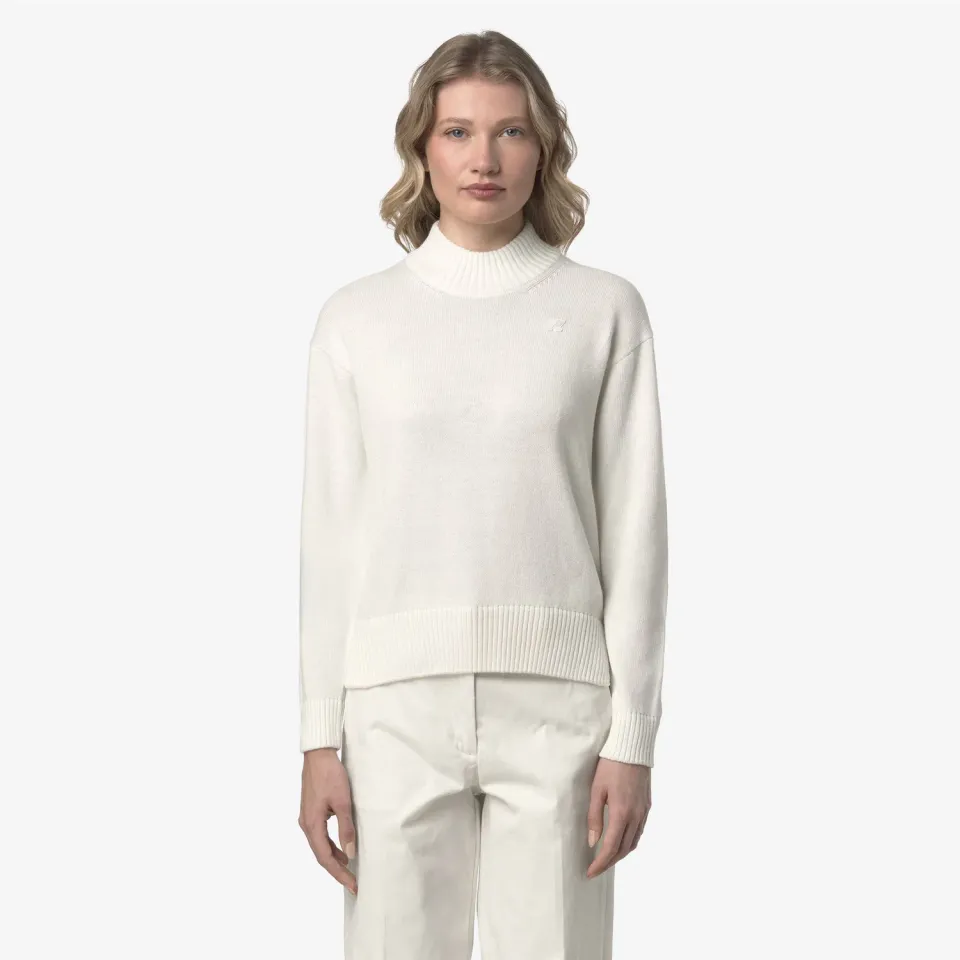 K-Way Agata Cotton Cashmere pulover damă alb cu cașmir
