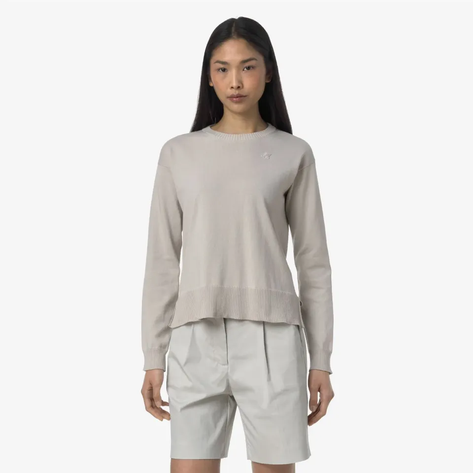 K-Way Domitine Cotton pulover dama bej crop din bumbac