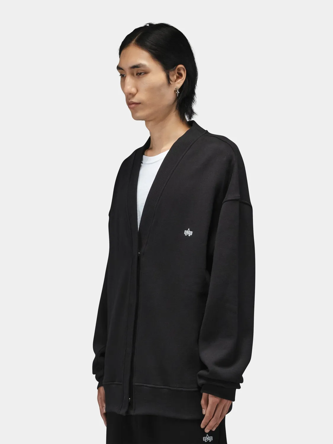 Alpha Industries Essential Cardigan cardigan negru bumbac