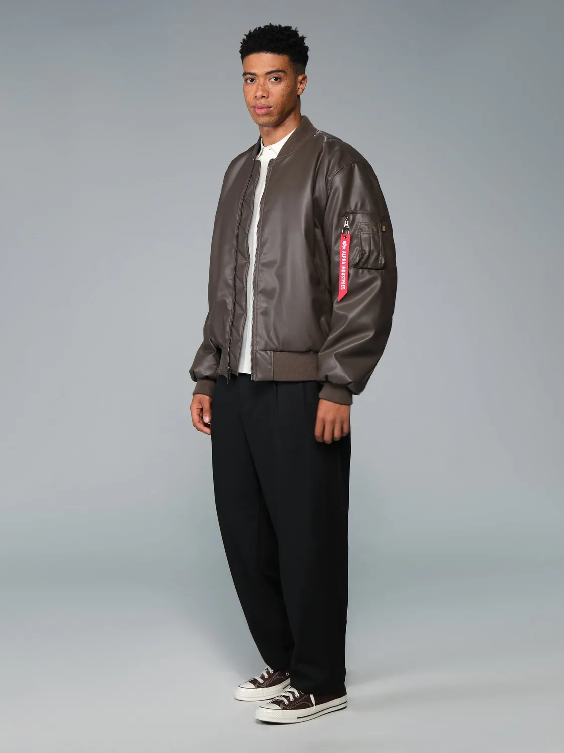Alpha Industries MA-1 Faux Leather geacă bomber neagră