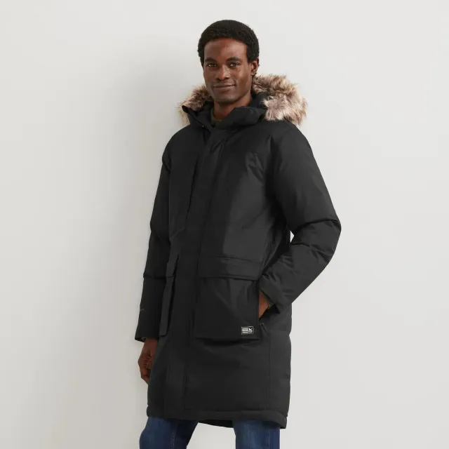 Eddie Bauer Superior Down palton barbat Negru puf lung