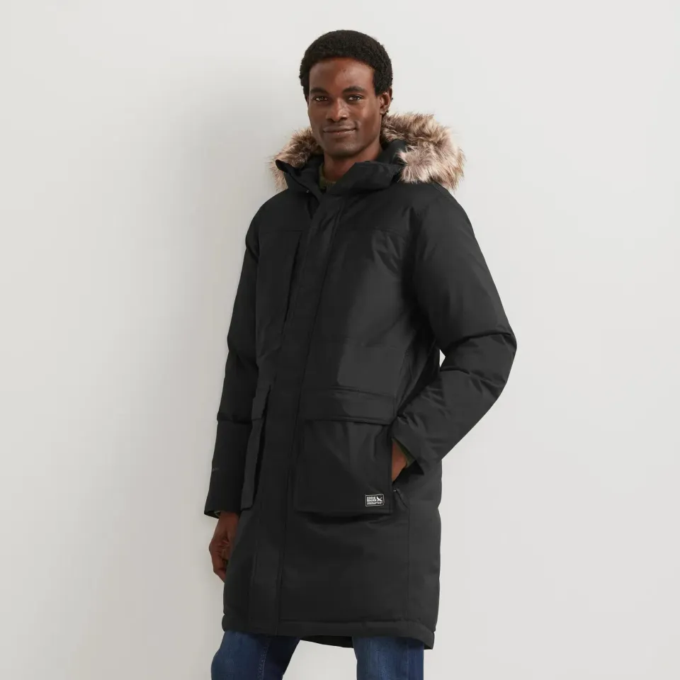 Eddie Bauer Superior Down palton barbat Negru puf lung