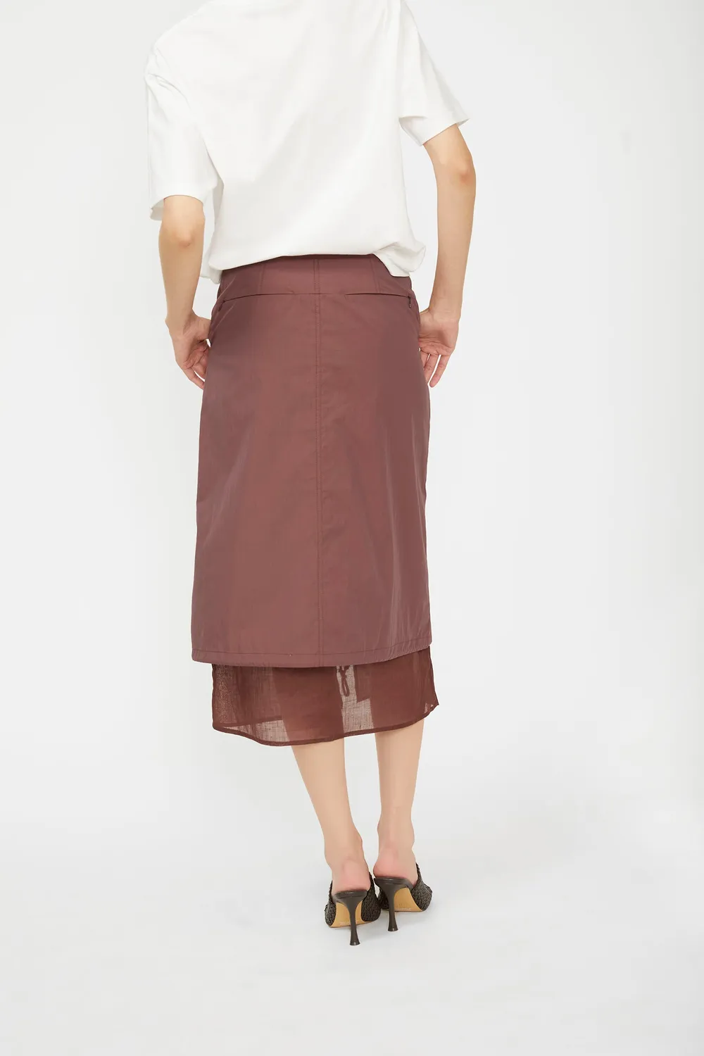 Isabelle Blanche fusta lunga royal brown in